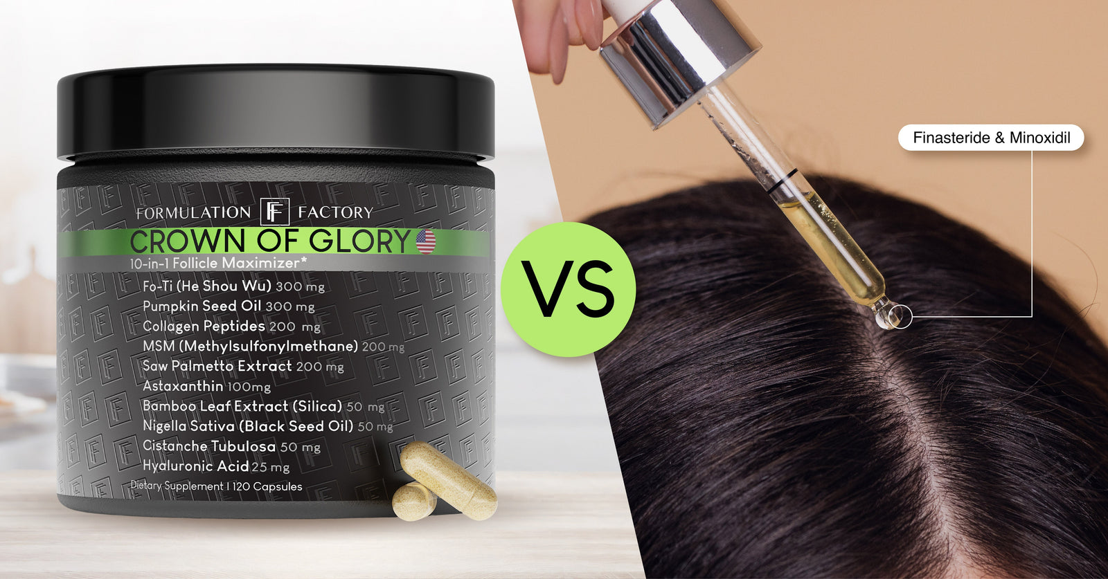 CROWN OF GLORY vs. Finasteride & Minoxidil: How Do They Compare? - Formulation Factory