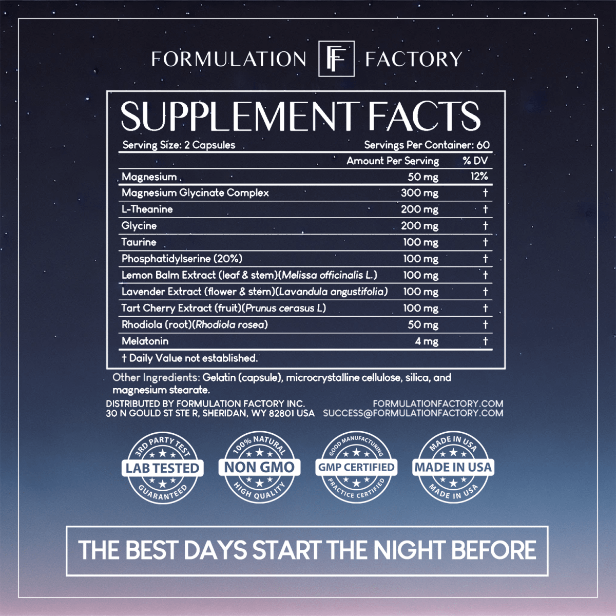 The Night Before - Formulation Factory